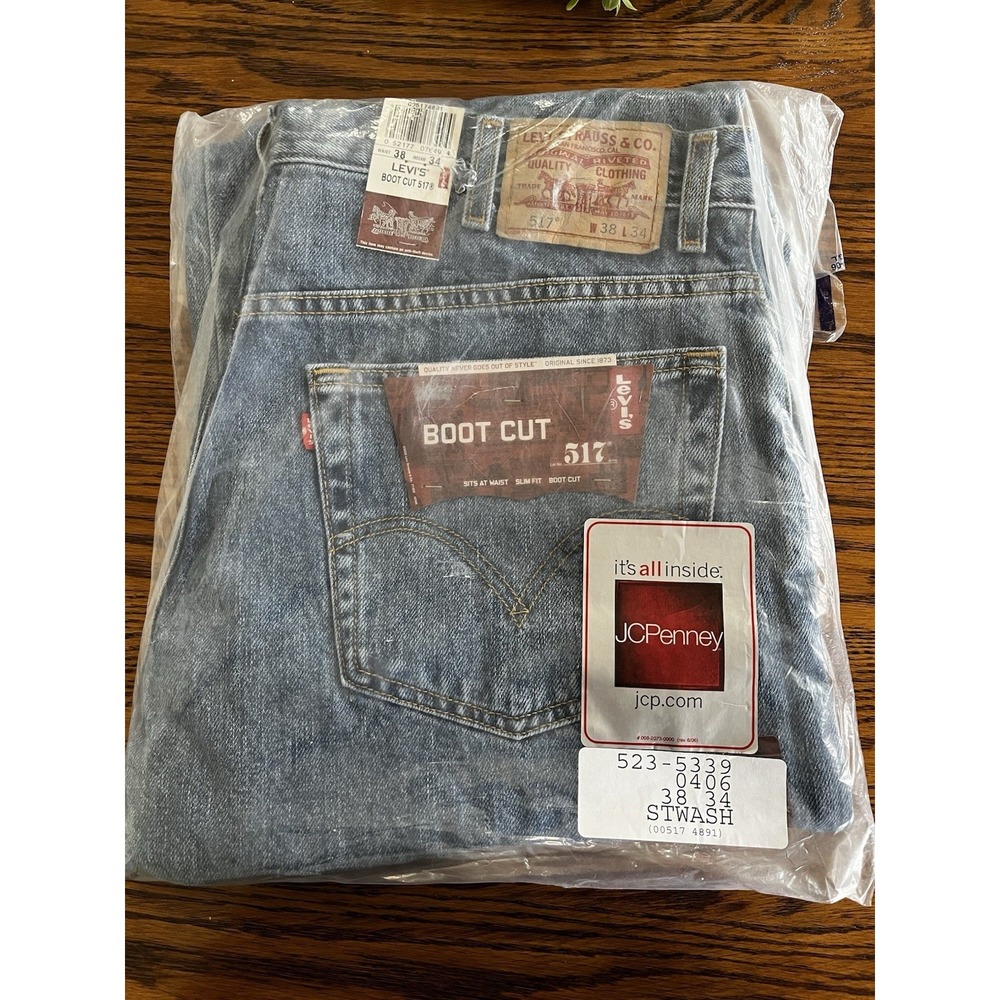 Vintage Levis 517  Stonewash Bootcut Slim Fit Jeans‎ Size 38x34 New Old Stock 06